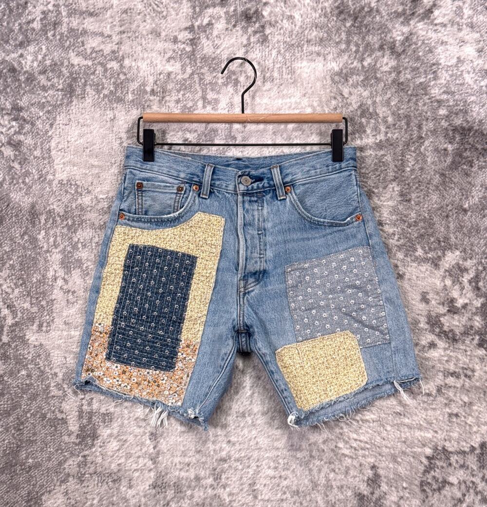 Levis 501 150th Anniversary Shorts 28 Mens Cut Off Sashiko Patchwork Repair
